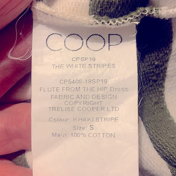 COOP by Frelise Cooper Khaki White Stripe Knee Length T Shirt Dress Women's SM - Picture 15 of 16